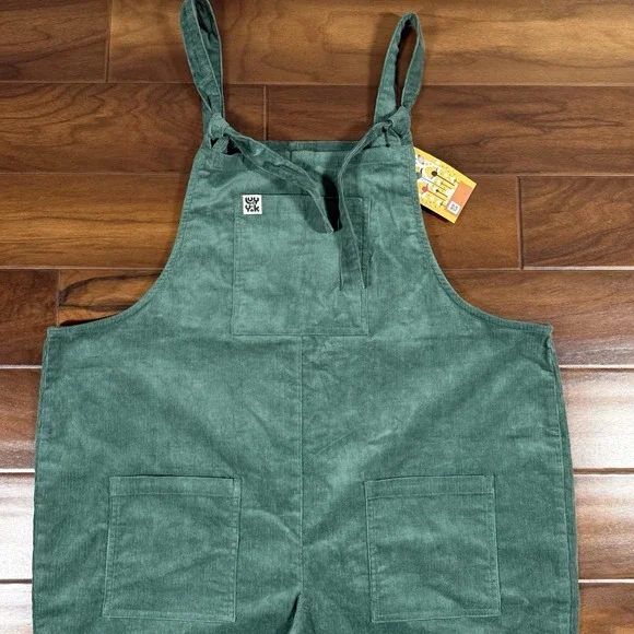 Lucy & Yak Women Size US 16 R Green Corduroy Original Organic Dungaree Overalls - Picture 3 of 11